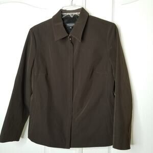 Iris Singer Tailored Brown jacket pockets Size 8 pockets leather detail casual